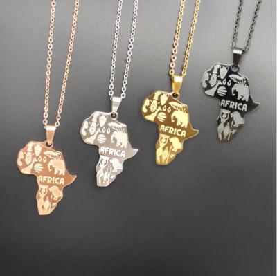 China CLASSIC Unique Custom Made Stainless Steel Elephant Jewelry African Country Map Necklace for sale