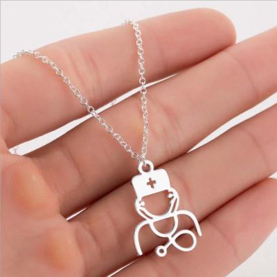 China TRENDY medical care stainless steel jewelry women fashion nurse stethoscope necklace for sale