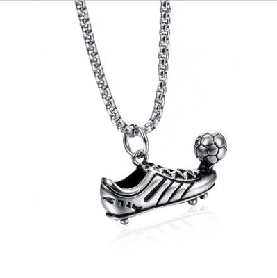 China Stainless Steel CLASSIC Soccer Jewelry Sports Sneaker Pendant Antique Silver Necklace for sale