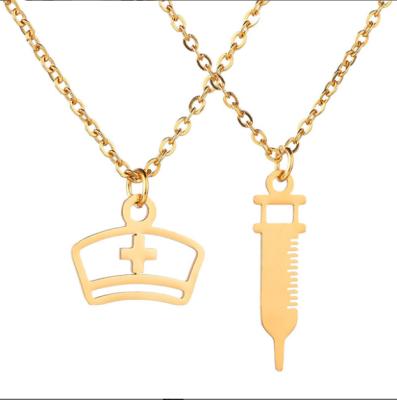 China Best Selling Trendy Fashion Stainless Steel 18k Gold Nurse Medical Necklace for sale