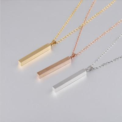 China TRENDY Polish Classic High Mens Stainless Steel Cuboid Bar 24k Gold Custom Necklace for sale