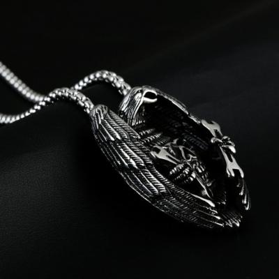 China Vintage CLASSIC Mens 316 Stainless Steel Owl Skull Tibetan Necklace for sale