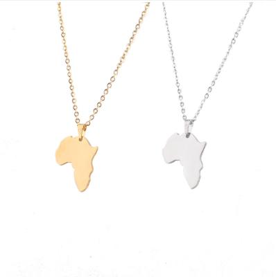 China CLASSIC Newest High Quality Box Custom Letter 21*26mm Map Gold Africa Necklace for sale