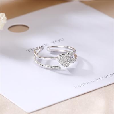 China AR0007 Fashion Ring 925 Sterling Silver Ring Finger Rings CLASSIC Heart with Diamond For Women Wedding Anniversary Jewelry for sale