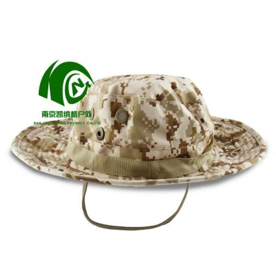 China For Outdoor Men's Military Kango Camouflage Boonie Bucket Hat Fishing Hunting Military Wide Brim Safari Sun Cap Camo String Hat for sale