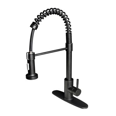 China Matte Black Single Handle Stainless Steel 360 Degree Rotation Hot And Cold Electric Faucets Pull Out Kitchen Faucet for sale