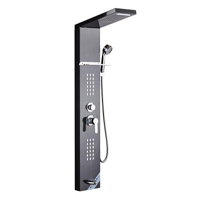 China Sliding Bar Multi Function Stainless Steel Bathroom Control Massage System Rainfall Wall SPA Tower Column Shower Shower Pour Light With LED for sale