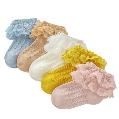 China Factory Wholesale Price Lovely Lace Double Dancing Baby Korean Children's Cotton Girls Breathable Socks for sale