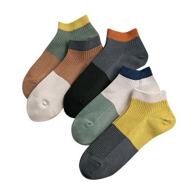 China Breathable High Quality Smooth Color Matching Double Needle Boat Low Cut Bamboo Fiber Socks for sale