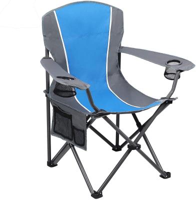 China Eco-Friendly Camping Folding Chair Steel Frame Heavy Duty Support 350 Pound Folding Padded Armchair With Portable Cup Holder For Outdoor for sale