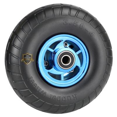 China swivel & Heavy Duty 10 Inch 3.50-4 Aluminum Alloy Rim Rigid 300kgs With Solid Rubber Tire Wheels for sale