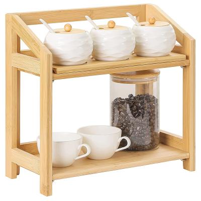 China Good Quality Type B Bamboo Two-Layer Minimalist Appropriate Price Seasoning Rack for sale