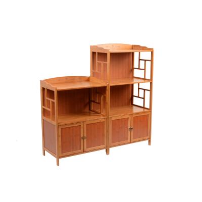 China 2021 New Popularity Sustainable Hot Selling Products Show Kitchen Bamboo Three Layer Shelf Cabinet for sale