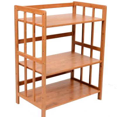 China Wholesale Viable High Quality Bamboo Multifunctional Microwave Oven Three Layer Kitchen Rack for sale