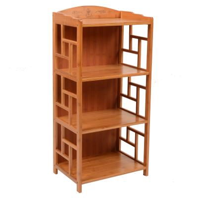 China New Sell Sustainable Well Type Bamboo Three Layer Storage Manufacturer Bookcase Furniture for sale