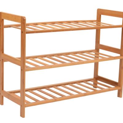 China Cheap Sustainable Wholesale High Quality Multi Layer Shelf Furniture 3 Tier Bamboo Shoes Rack for sale