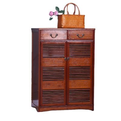 China Hot New Ware Bamboo Double Door Suction Fashion Stocked Modern Shoe Cabinet Furniture for sale