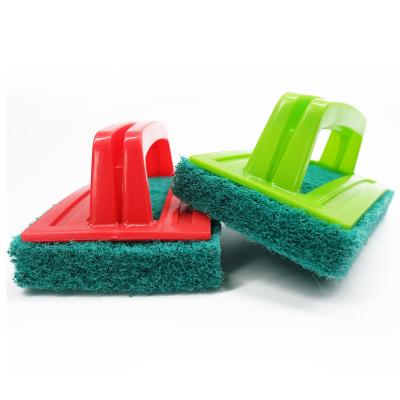 China Sustainable Small Household Non-scratch Cleaning Scrub Brush With Pad Scrubbing Handle for sale