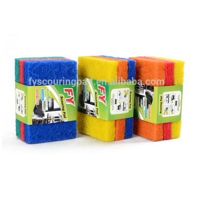 China (3 PCS) Durable Thick Heavy Duty Scouring Pad Cleaning Sponges Scrubbing Fabric for sale