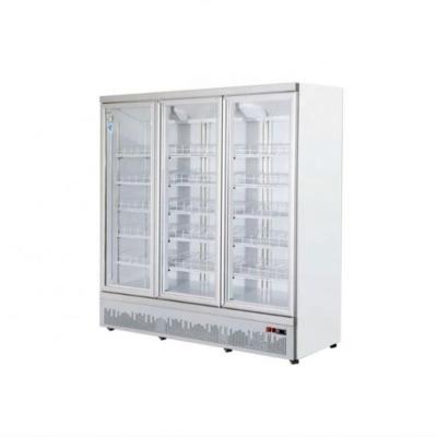 China Upright Beer Glass Refrigerator Refrigeration Display Supermarket Refrigerators Two Door Beverage Beverage Cooler for sale