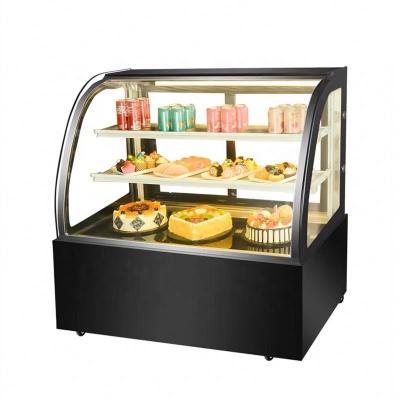 China Single-temperature Counter-temperature Cake Refrigerator Glass Arc Pastry Chocolate Showcase Cabinet Cooler Air Cooling Cake Display Refrigerator for sale