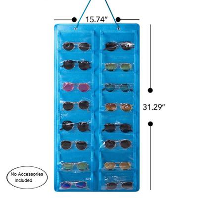 China Sustainable Sunglasses Storage Organizer, Dust Proof Wall Pocket Glass Organizer 16 Slots Hanging Felt Sunglasses Holder for sale