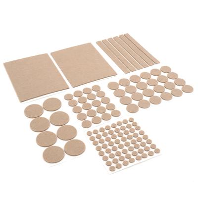 China Beige Self-Stick Square Self-Stick Round Adhesive Felt Furniture Pads For Hard Surfaces Furniture Leg Protection for sale