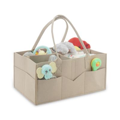 China Light Brown Felt Baby Diaper Cart Organizer Diaper Basket Nappy Bag for Nursery Kids Room Baby Shower Newborn Gift for sale