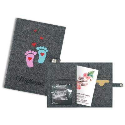 China Fashion Log Maternity Blanket Felt Book Cover Maternity Log Case Protective Organizer Compartments for Ultrasound Pictures for sale