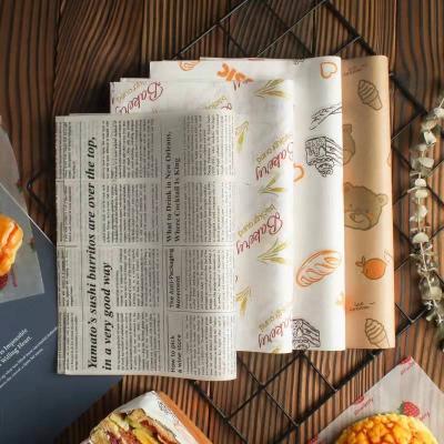 China Food Grade Biodegradable Waxed Paper Oil Proof Custom Logo Printed Greaseproof Waxed Food Wrapping Paper for sale