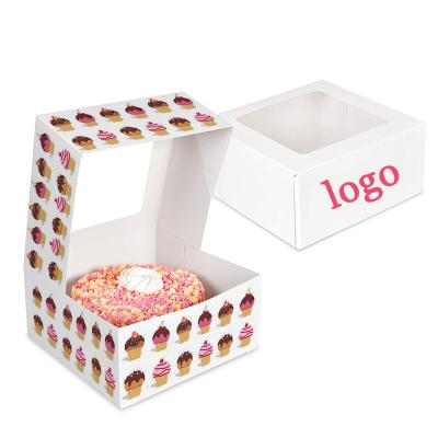 China Customized Transparent Clear Box Recycled Eco Friendly Biodegradable Bulk Cardboard Window Bakery Cake Packaging Box The Bakery Packing Box for sale