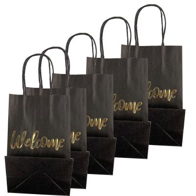 China Recycled Materials Accept Custom Shopping Bag Put My Logo On Products Paper Bags For Product With Embossed Tan Black PR Kraft Paper 1000pcs for sale