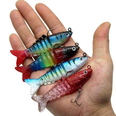 China High Strength 3D Eyes Bait Double Bionic Fishing Segment Lure Soft Lure Lead Hooks for sale