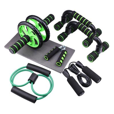 China Durable Home Equipment Gym Fitness Exercise Wheel Yoga Abdominal Roller With Knee Mat Push Up Bar Jump Rope for sale