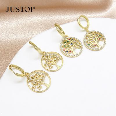 China Custom Design Factory Environmental Friendly Wholesale Service Jewelry Tree Of Life With Zircon Drop Earrings For Women Supplier for sale