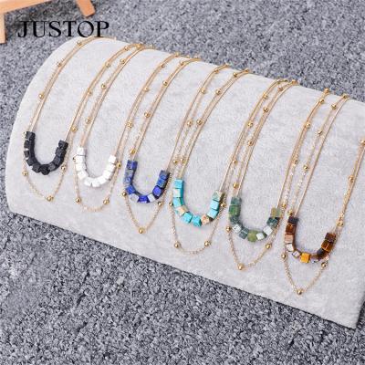 China Holiday Fashion Environmental Friendly Chokers Fish Tail Pendants Natural Stone Tourmaline Beaded Necklace For Women Jewelry for sale