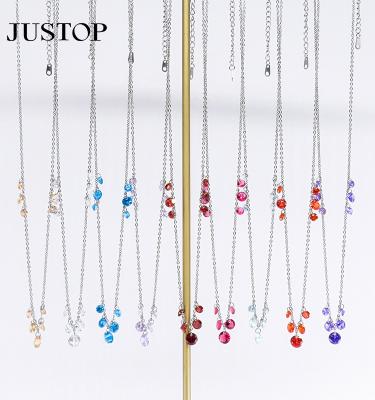 China New Hot Selling Environmental Friendly Fashion Stainless Steel Chain Inlaid Zircon Crystal Fringed 18k Gold Plated Necklace Jewelry for sale