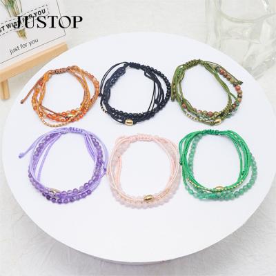 China Fashionable Natural Healing Multi-Layer Balance Bead Gemstone Soothing Wrap Meditation Environmentally Friendly Charms Rope Bracelet For Gift for sale