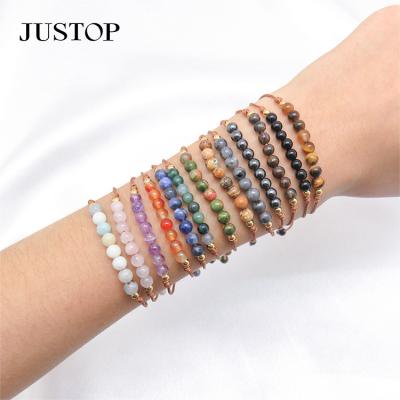 China Eco Friendly Minimalist Custom Women Boho Adjustable Multicolor Stone Beaded Real Natural Stone Charm Bracelet Supplier for sale