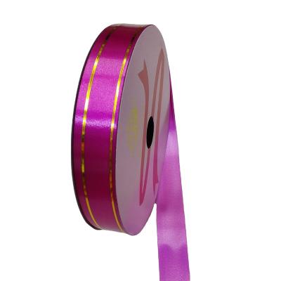 China Luster Cheap Price Plastic Ribbon Custom Gold Edge Ribbon Roll Ribbon Gift Birthday Wedding Christmas Ribbon for sale