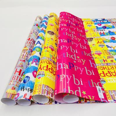 China Wholesale Recycled Materials Color Cartoon Kraft Paper Christmas Gift Wrapping Paper for sale