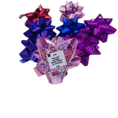 China Metallic Iridescent Christmas Gift Ribbon Bow Wedding Decorations Gift Boxes Wrap Mini Star Bow for sale