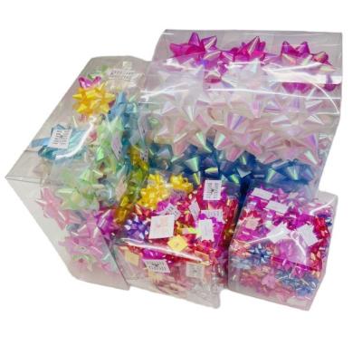 China Metallic Iridescent Plastic PP Ribbon Star Bow For Gift Package Christmas Gift Ribbon Bow for sale