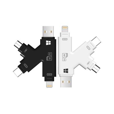 China Card Reader Support TF/SD Card 4 In 1 Multi Connector i Adapter Flash Drive Micro USB SD&TF Card Reader For iPhone Adapter Type C for sale