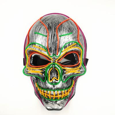 China Halloween Styles EL Wire Mask Cosplay Party Costume Glowing Light Up Scary Skull LED Mask For Carnival Halloween Halloween EL LED Adult Wearing Mask for sale