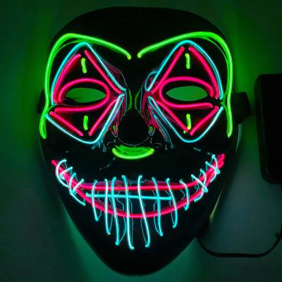 China Halloween Party Bar Halloween Masquerade LED Praise EL Neon Wire Mask Cosplay Glowing Light Up Costume Party Mask for sale