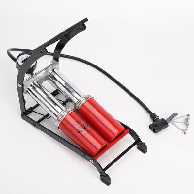 China Pumping Type Dual Cylinder Pump Mini Portable Electric Vehicle Bicycle Motorcycle Car Pedal Inflator Hicen High Pressure Foot Pump for sale