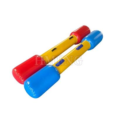 China Customized Attractive Color PVC Tarpaulin Games Fire Resistant Inflatable Barbells Train Toys For Kids for sale