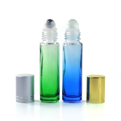 China 10ml gradient glass roll on essential oil roller bottles for sale