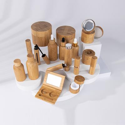 China Natural cosmetic bamboo set container 5g 15g 30g 50g 100g 150g bamboo cream jars wood bottles for sale